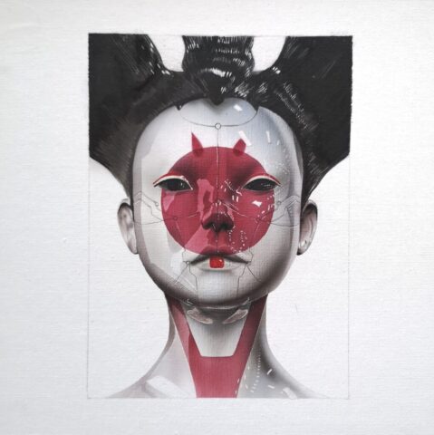 Asian Robot - Airbrush on Canvas 30x30 cm - Melanie Hill