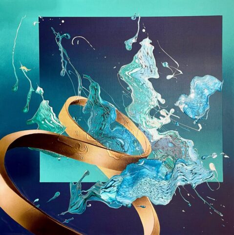 Infinity 1 - Airbrush & Acryl Pouring on Canvas 70x70 cm - Melanie Hill