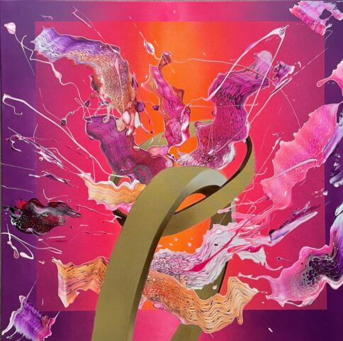 Infinity 2 - Airbrush & Acryl Pouring on Canvas 70x70 cm - Melanie Hill