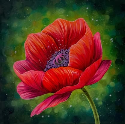 Mohnblume (Oil on Canvas 40x40 cm) - Melanie Hill