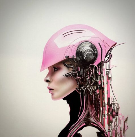 Robot 2 - Airbrush on Canvas 30x30 cm - Melanie Hill
