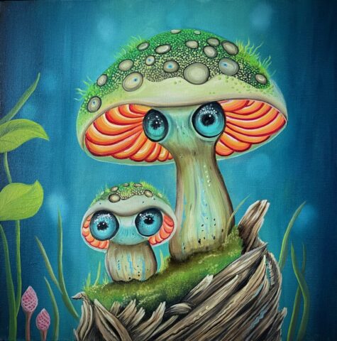 Sweet mushrooms - Oil on Canvas 30.x30 cm - Melanie Hill